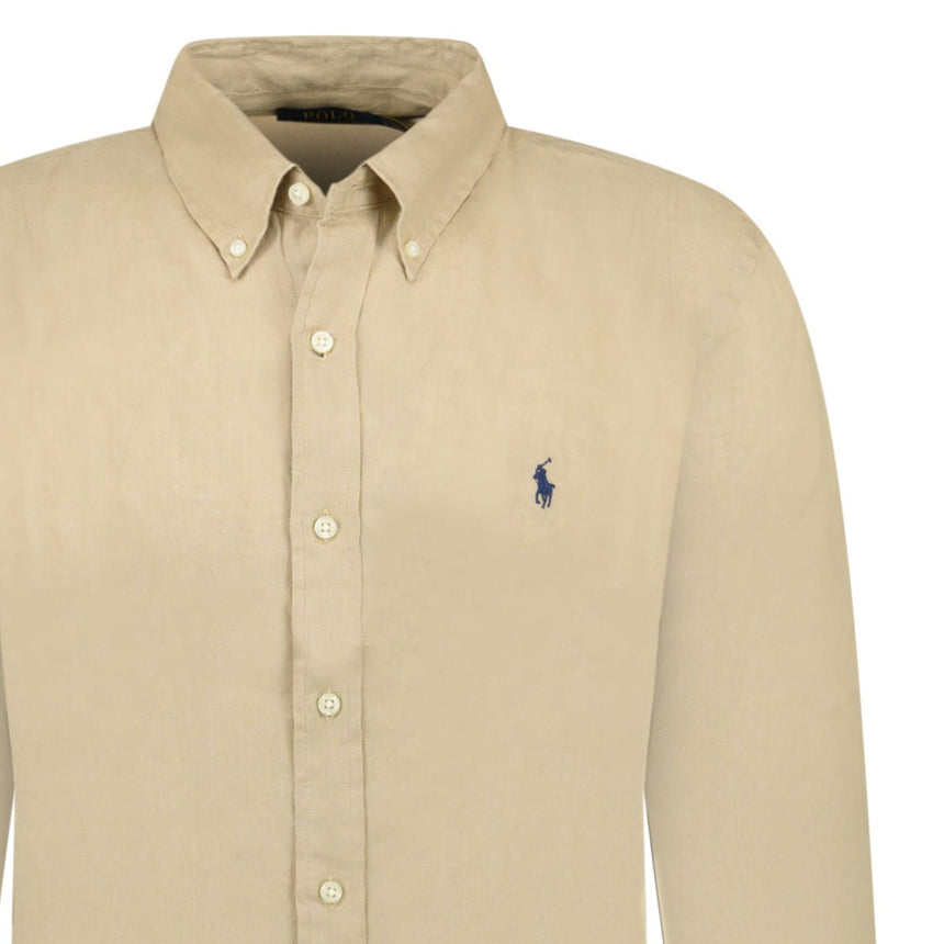 Ralph Lauren Custom Fit Long Sleeve Sport Shirt Costal Beige - Boinclo - Outlet Sale Under Retail