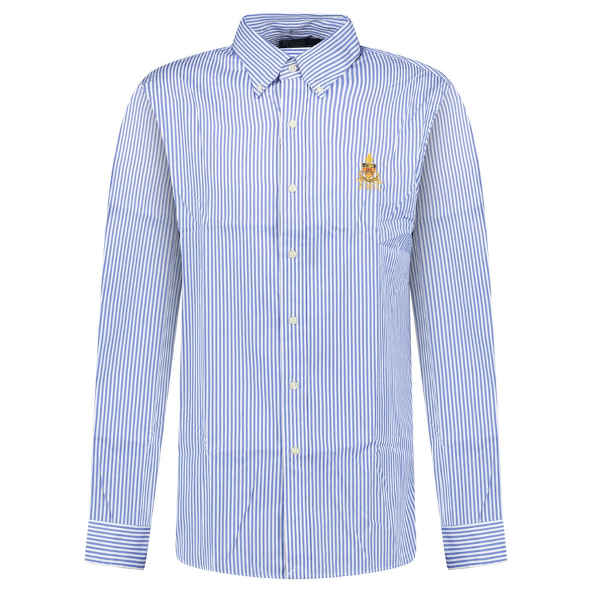 Ralph Lauren Custom Fit Long Sleeve Sport Shirt White/Blue - Boinclo - Outlet Sale Under Retail