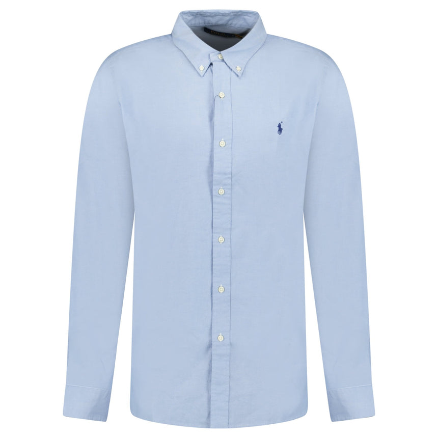 Ralph Lauren Custom Fit Stretch Long Sleeve Sport Shirt in Blue - Boinclo - Outlet Sale Under Retail