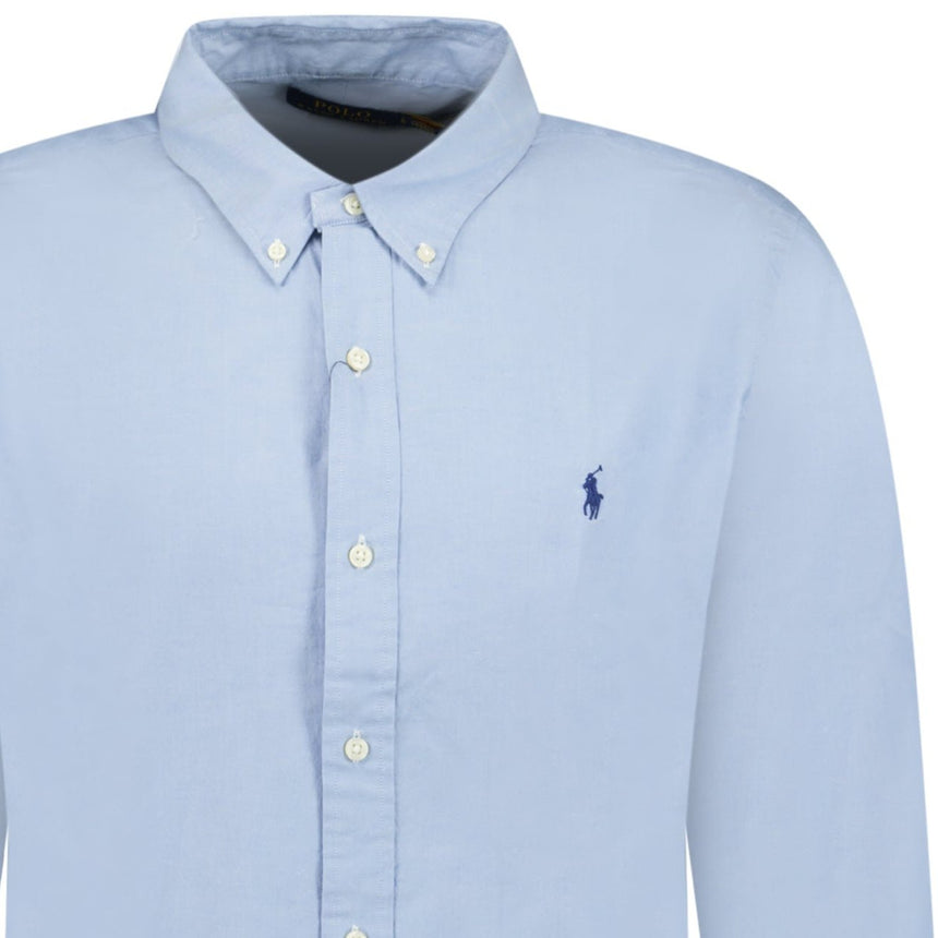 Ralph Lauren Custom Fit Stretch Long Sleeve Sport Shirt in Blue - Boinclo - Outlet Sale Under Retail