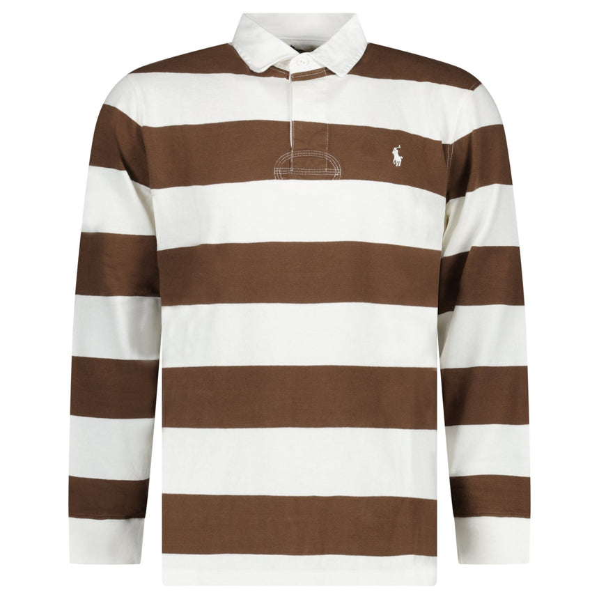 Polo Ralph Lauren The Iconic Rugby Shirt in White and Brown - Boinclo - Outlet Sale Under Retail