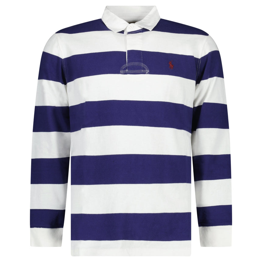 Polo Ralph Lauren The Iconic Rugby Shirt in White and Newport Navy - Boinclo - Outlet Sale Under Retail