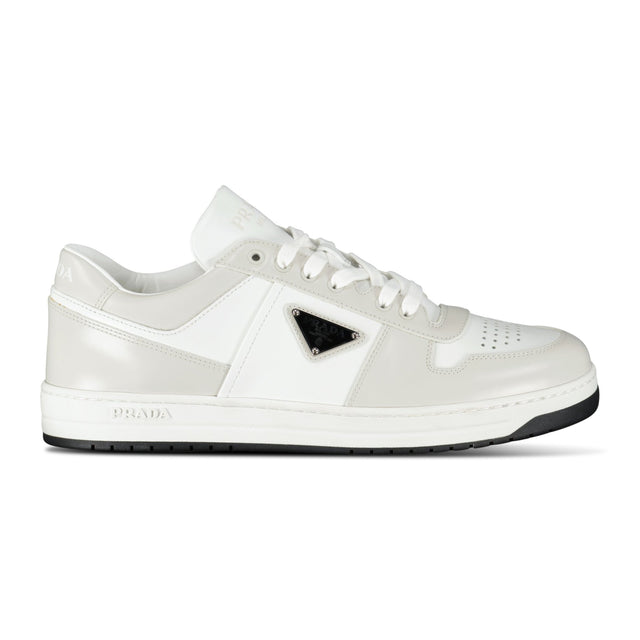 Prada Downtown Leather Low Top Trainers in White and Beige - Boinclo - Outlet Sale Under Retail