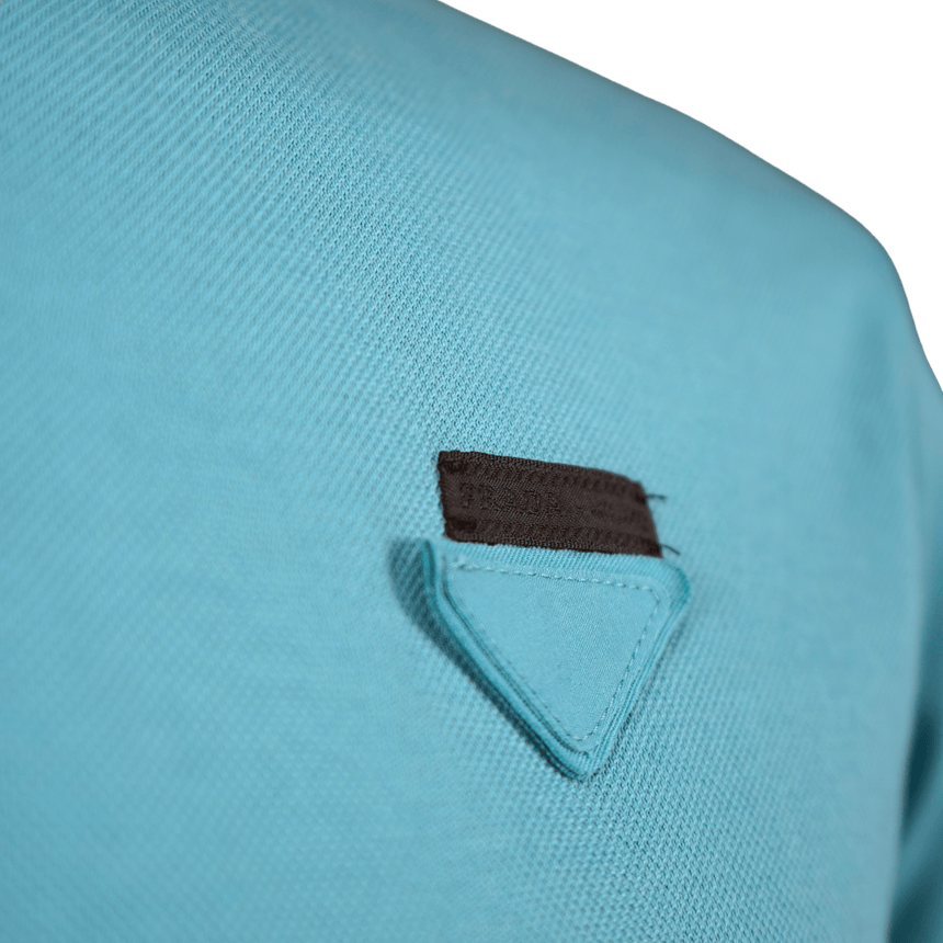 Prada Logo - Badge Cotton - Piqué Polo Shirt in Teal (Pre - Loved) - Boinclo - Outlet Sale Under Retail