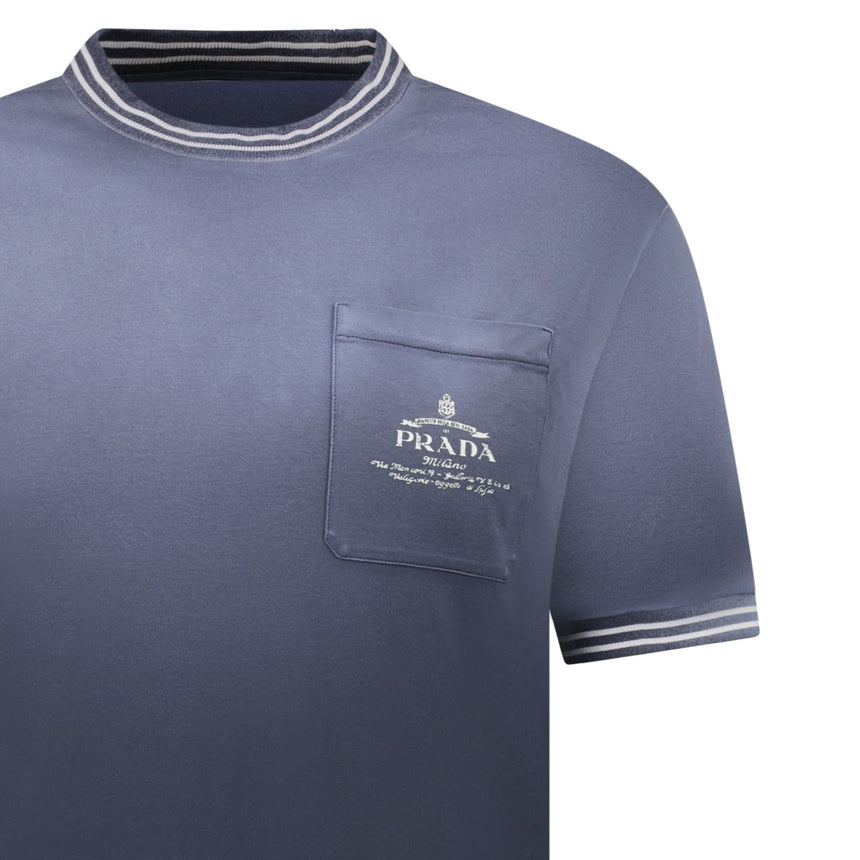 Prada Logo Old Effect T-Shirt in Blue - Boinclo - Outlet Sale Under Retail