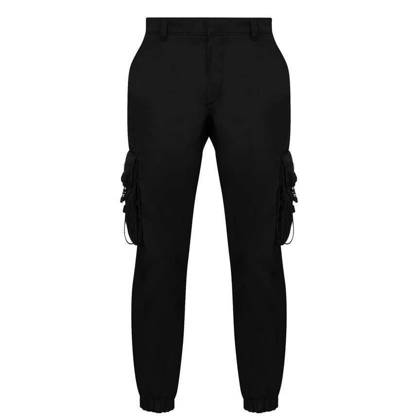 Prada Metal Applique Re - Nylon Cargo Trousers Black - Boinclo - Outlet Sale Under Retail