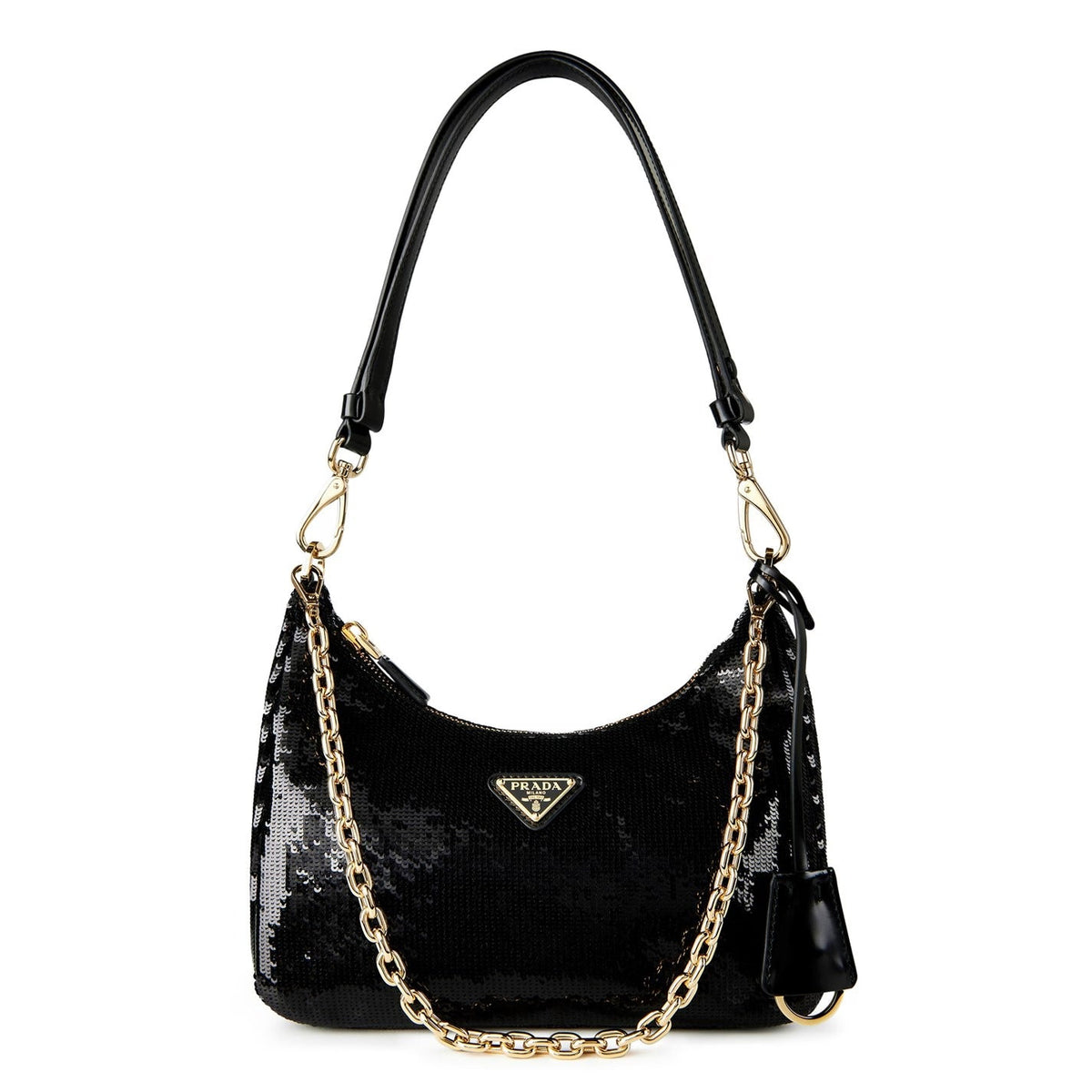 Prada Prada Re-Edition Re-Nylon and Sequin Mini-Bag in Black