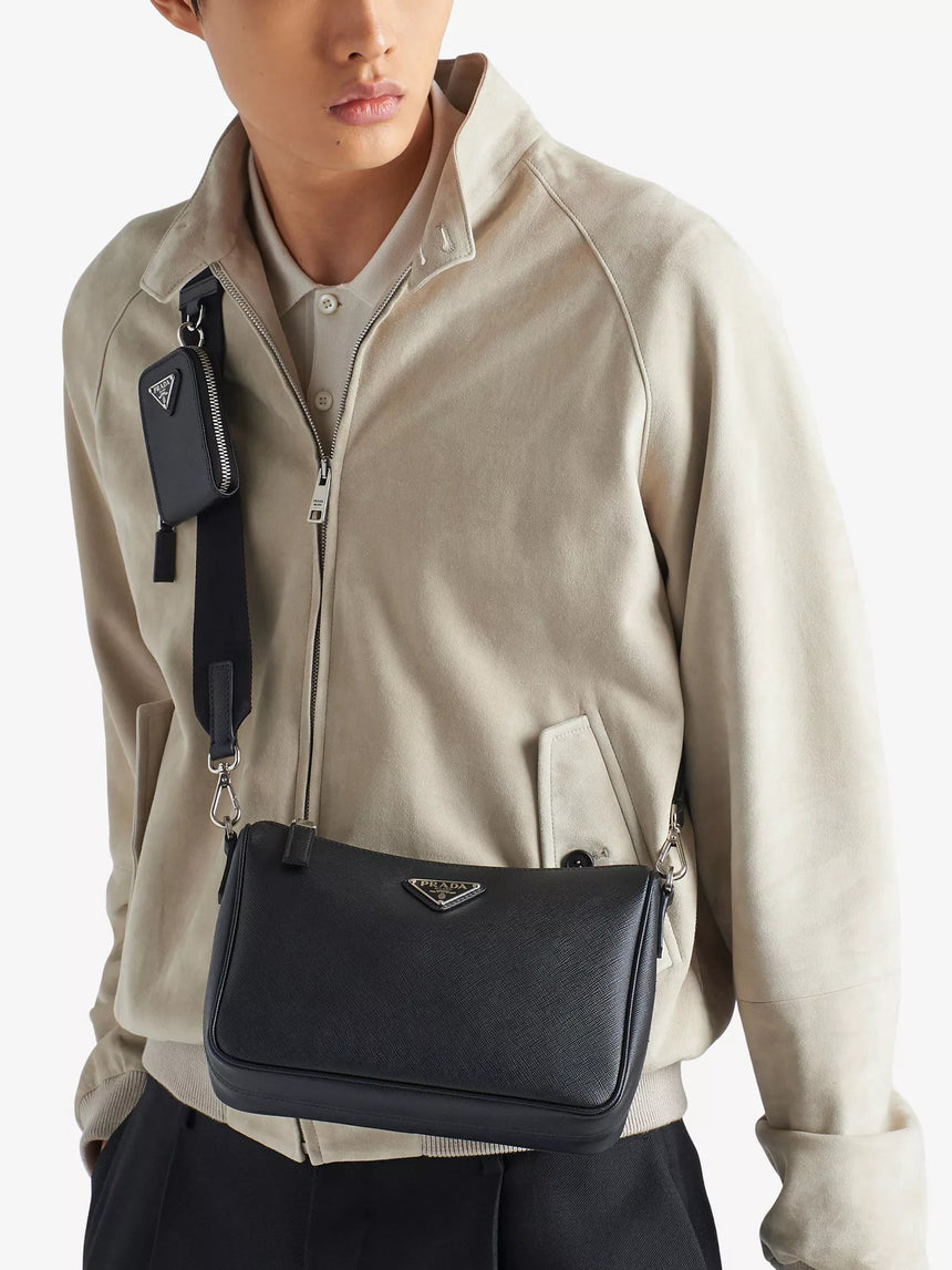 Prada Saffiano - Leather Shoulder Bag in Black - Boinclo - Outlet Sale Under Retail