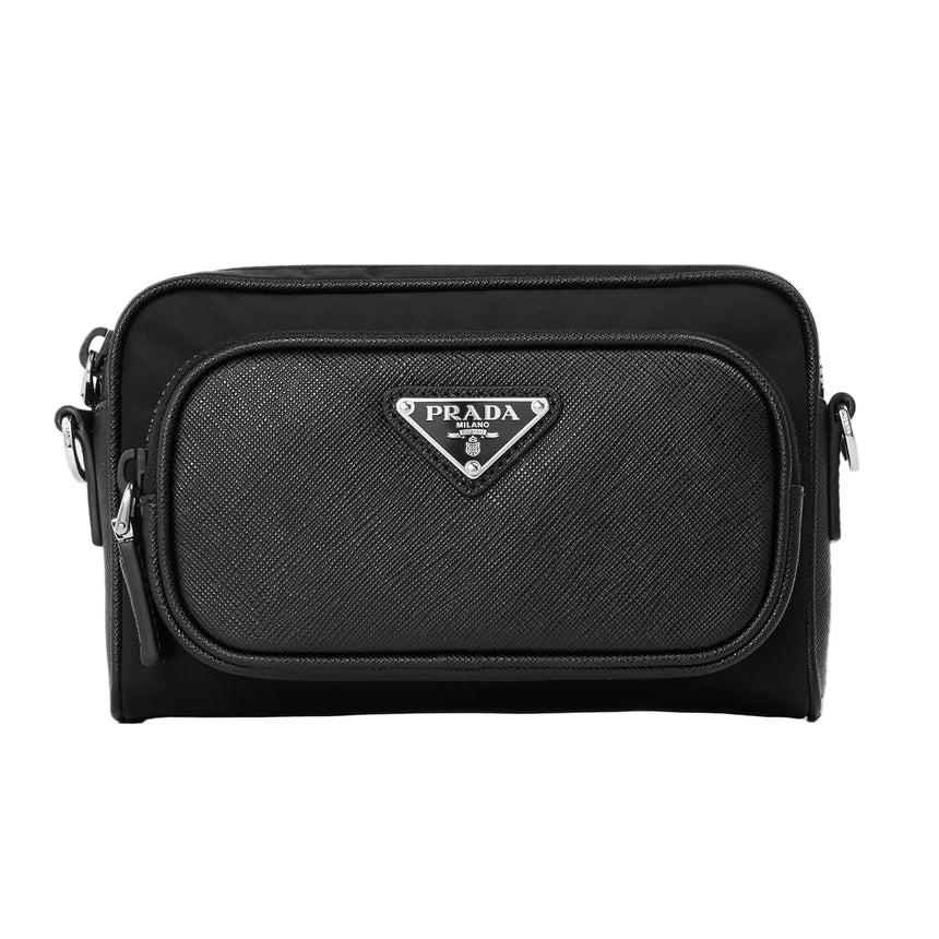 Prada Shoulder Bag in Black Re - Nylon and Saffiano Leather - Boinclo - Outlet Sale Under Retail