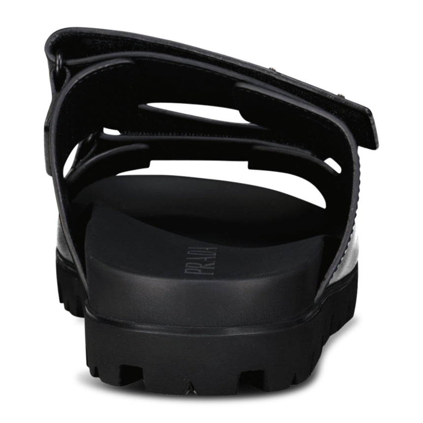 Prada Triangle Logo Leather Strap Sandals Black - Boinclo - Outlet Sale Under Retail