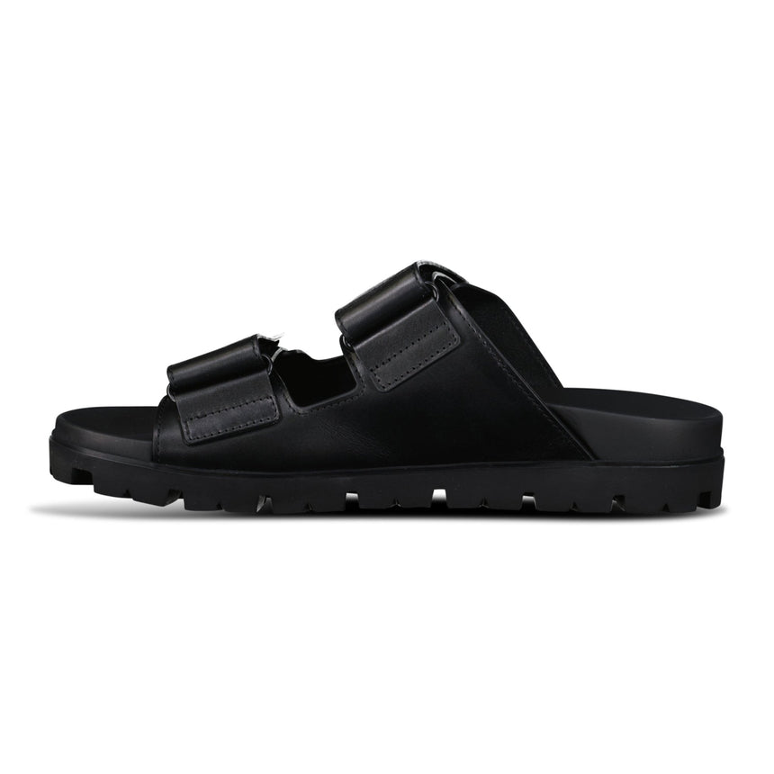 Prada Triangle Logo Leather Strap Sandals Black - Boinclo - Outlet Sale Under Retail