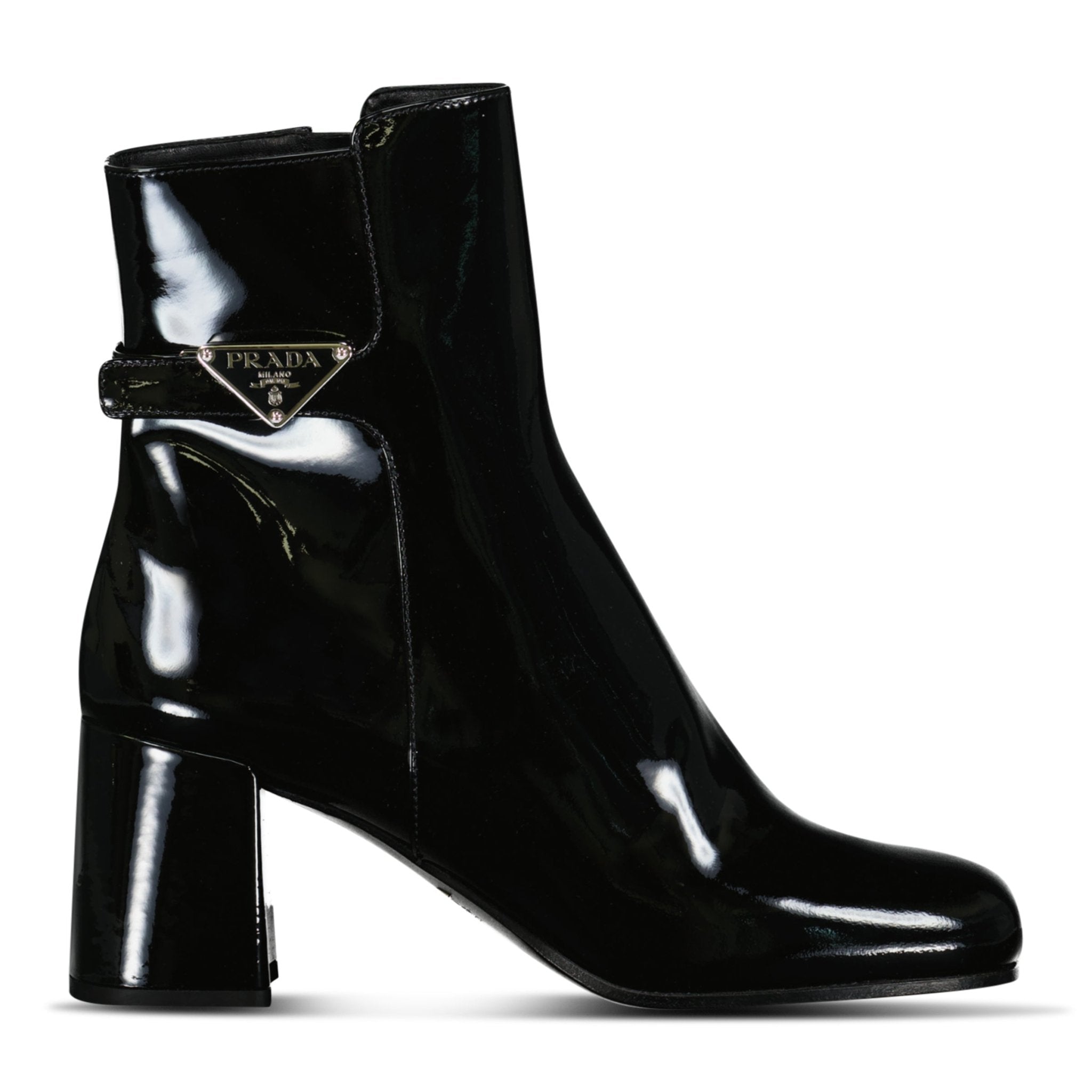 Prada Prada Tronchetti Ank Boots in Black Patent Leather - Outlet