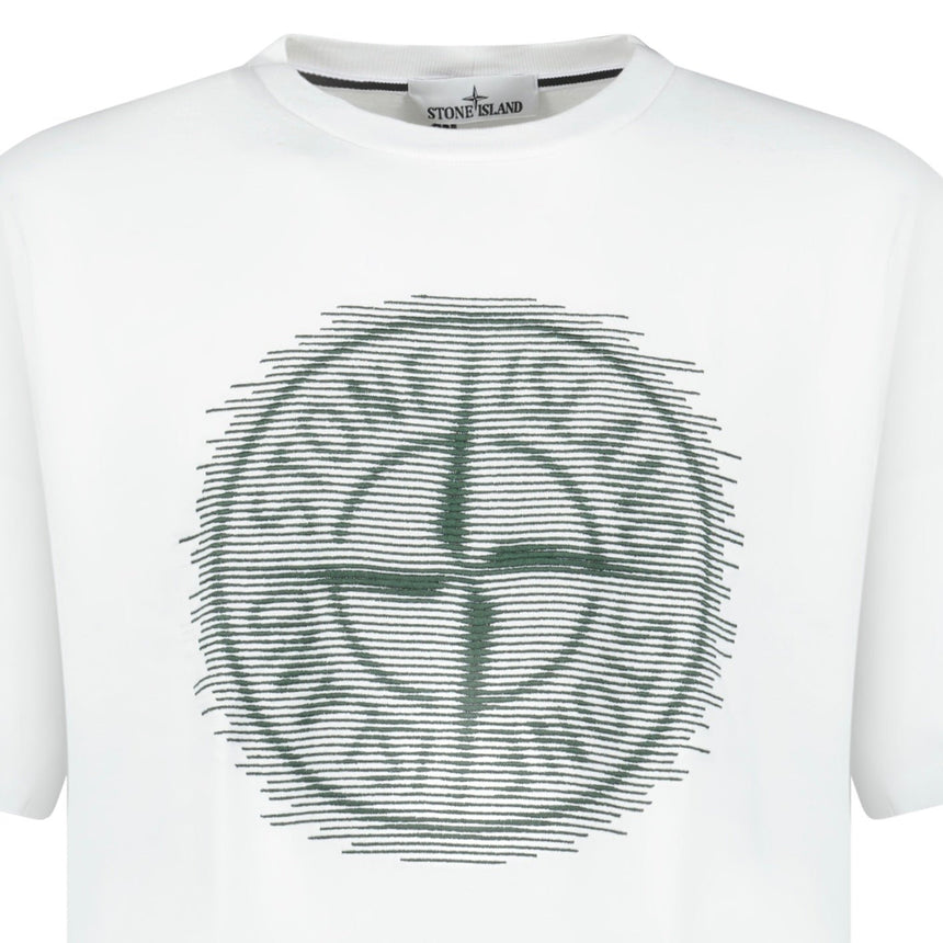 Stone Island 24/2 'Optical Two' Print T-Shirt White - Boinclo - Outlet Sale Under Retail
