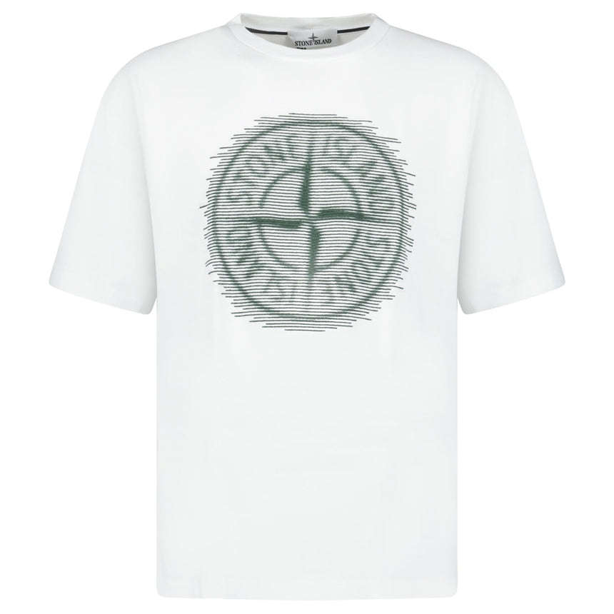 Stone Island 24/2 'Optical Two' Print T-Shirt White - Boinclo - Outlet Sale Under Retail