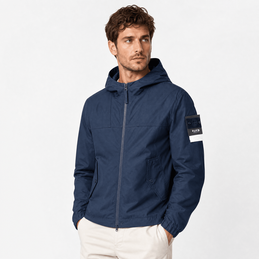 Stone Island All-Weather Cotton Canvas Ghost Hooded Jacket in Navy - Boinclo - Outlet Sale Under Retail