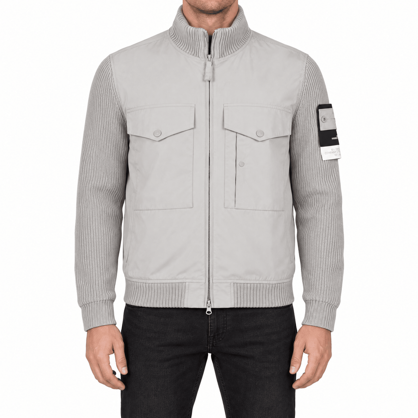 Stone Island All-Weather Cotton Canvas Ghost Stand Collar Jacket in Dust Grey - Boinclo - Outlet Sale Under Retail