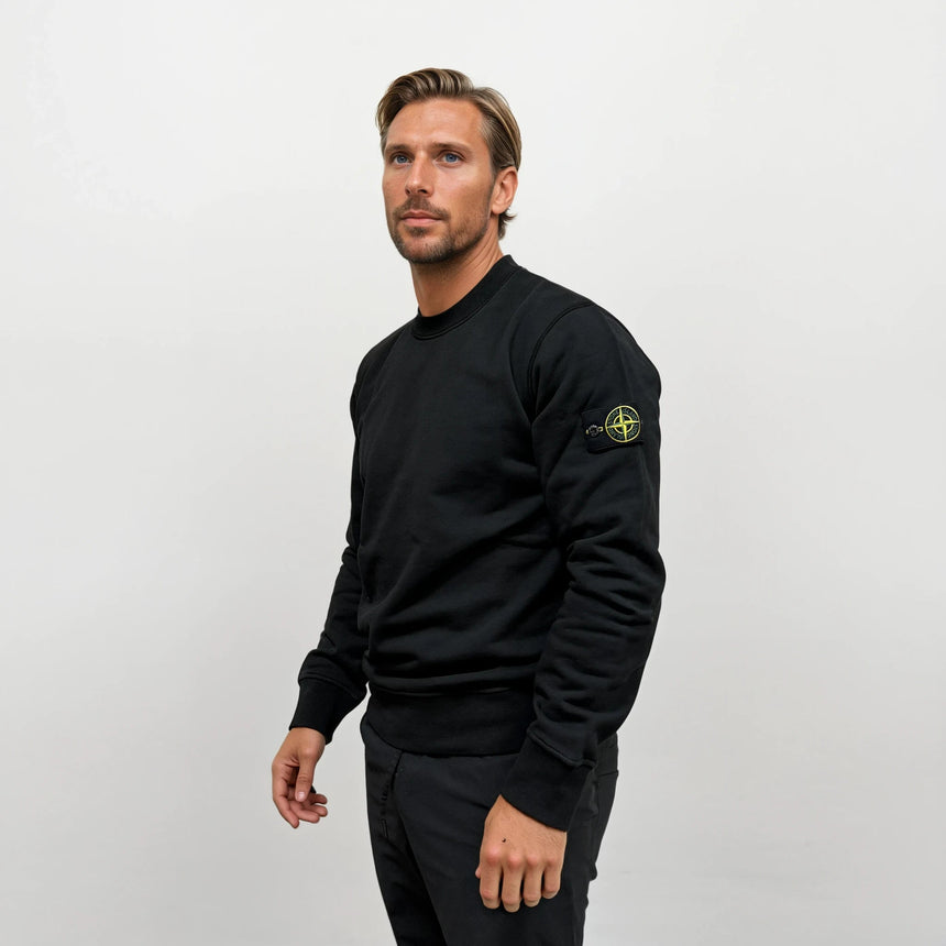 Stone Island Badge Cotton Logo Sweatshirt Black - Boinclo - Outlet Sale Under Retail