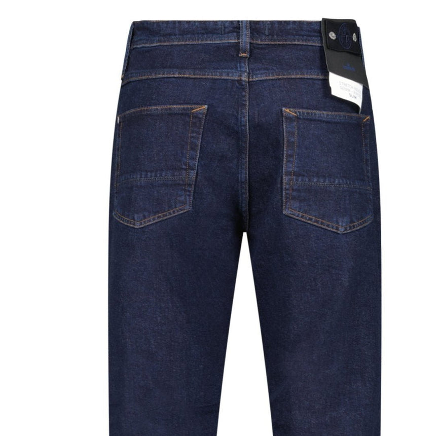Stone Island Blue Rinsed Buttoned Indigo Denim Slim Jeans Blue Rinse - Boinclo - Outlet Sale Under Retail