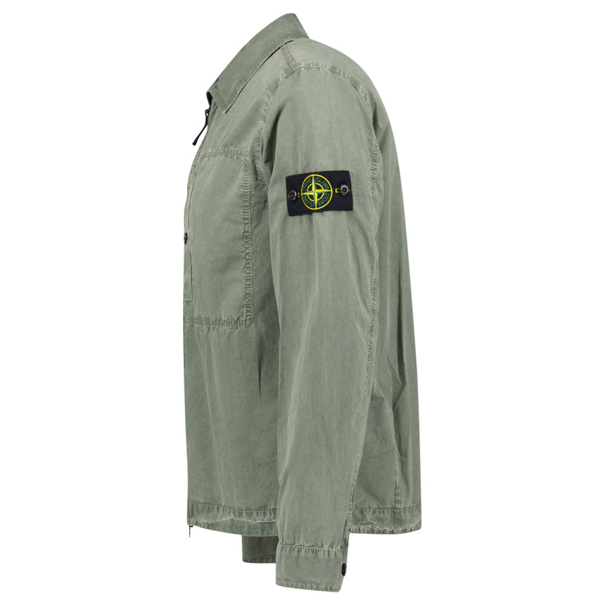 Stone Island Brushed 'Old Effect' Cotton Overshirt Musk Green - Boinclo - Outlet Sale Under Retail