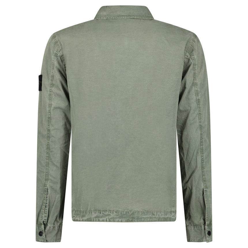 Stone Island Brushed 'Old Effect' Cotton Overshirt Musk Green - Boinclo - Outlet Sale Under Retail