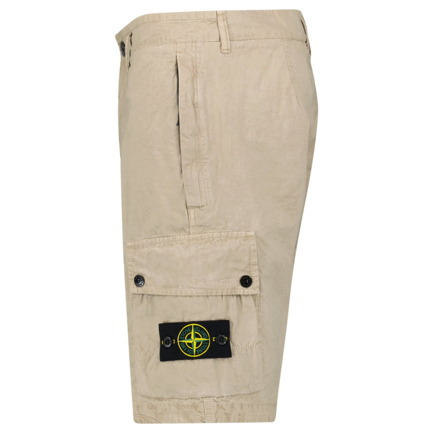 Stone Island Brushed Organic Cotton Canvas ‘OLD’ Effect Cargo Shorts in Desert Beige - Boinclo - Outlet Sale Under Retail