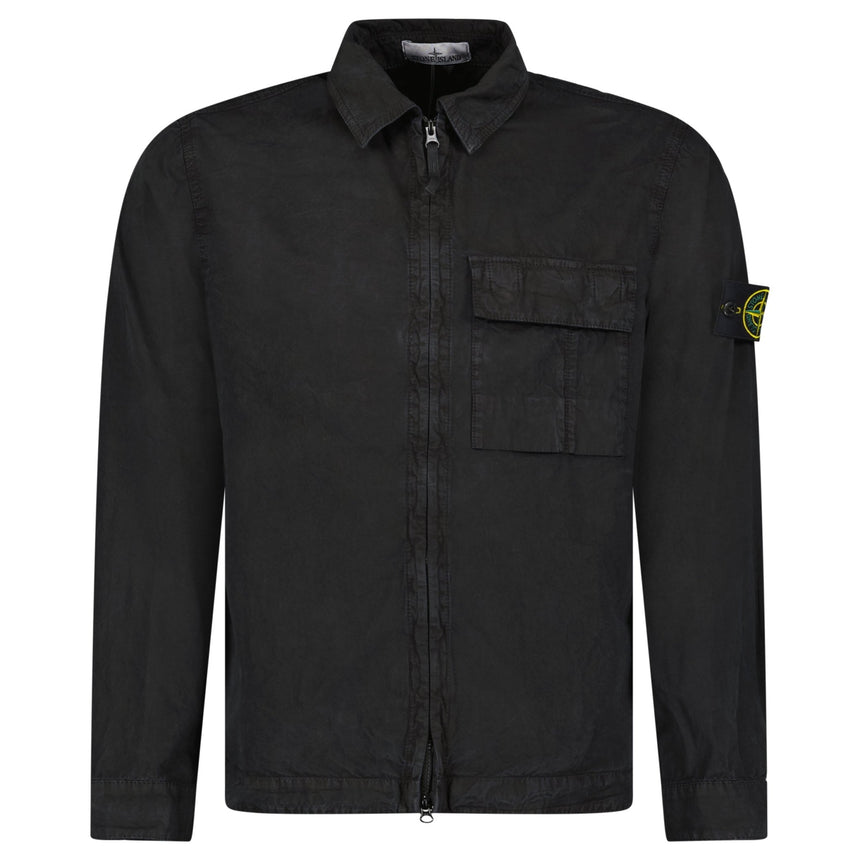 Stone Island Brushed Organic Cotton Canvas ‘OLD’ Effect Overshirt in Black - Boinclo - Outlet Sale Under Retail