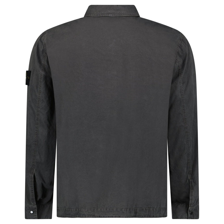 Stone Island Brushed Organic Cotton Canvas ‘OLD’ Effect Overshirt in Charcoal Grey - Boinclo - Outlet Sale Under Retail