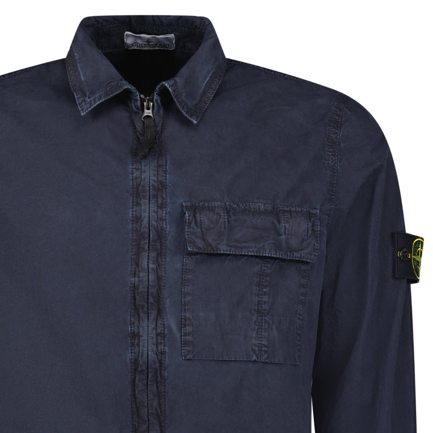 Stone Island Brushed Organic Cotton Canvas ‘OLD’ Effect Overshirt in Navy - Boinclo - Outlet Sale Under Retail