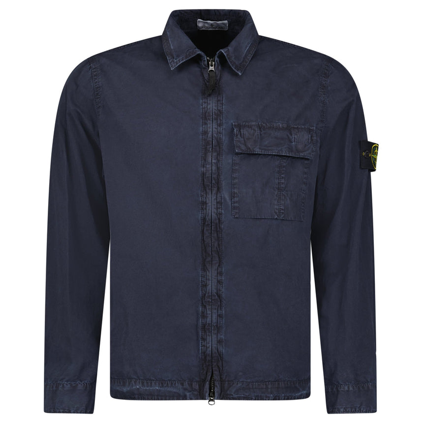 Stone Island Brushed Organic Cotton Canvas ‘OLD’ Effect Overshirt in Navy - Boinclo - Outlet Sale Under Retail