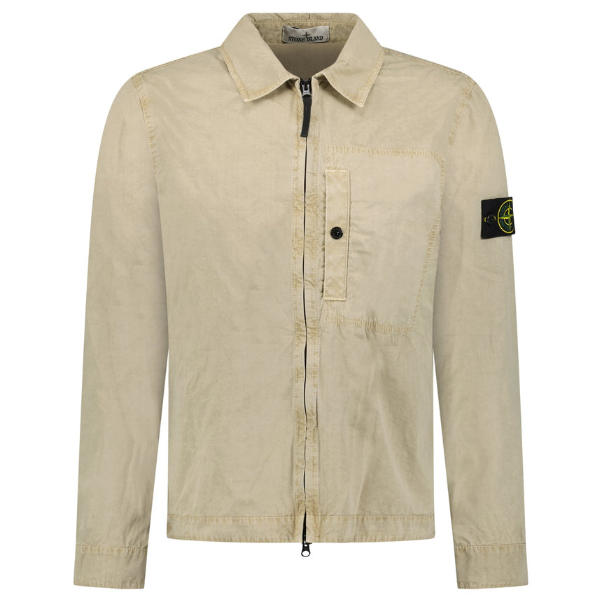 Stone Island Brushed Organic Cotton Canvas Overshirt in Desert - Boinclo - Outlet Sale Under Retail