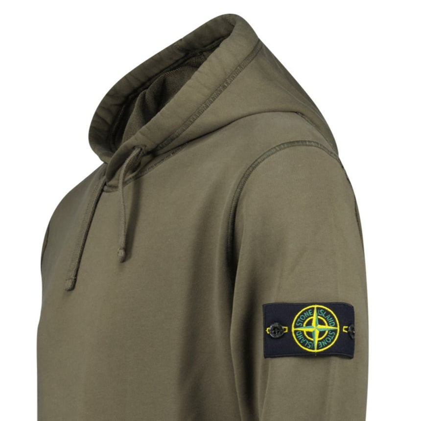 Stone Island Brushed Organic Cotton Hoodie Military Green - Boinclo - Outlet Sale Under Retail
