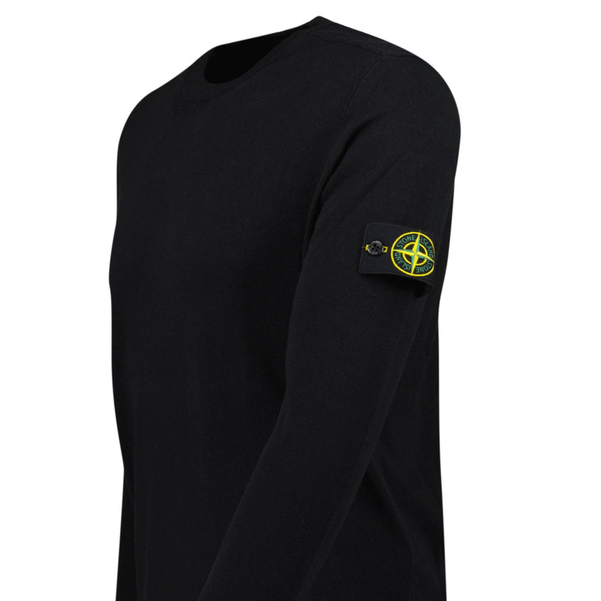 Stone Island Compass Badge Light Raw Hand Organic Cotton Jumper in Black - Boinclo - Outlet Sale Under Retail