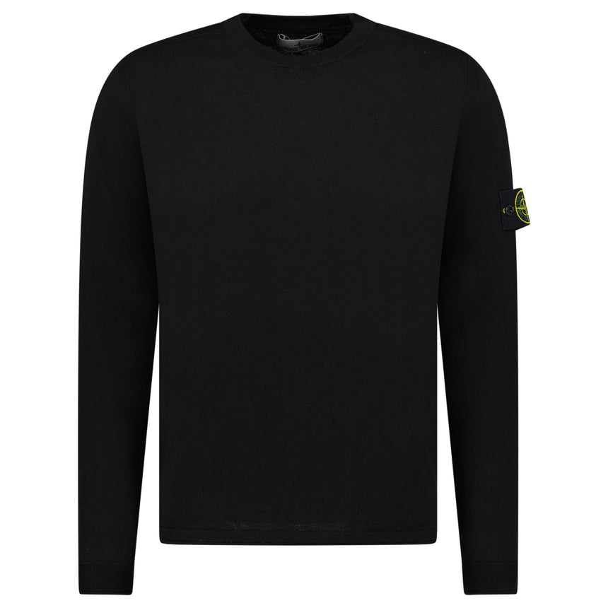 Stone Island Compass Badge Light Raw Hand Organic Cotton Jumper in Black - Boinclo - Outlet Sale Under Retail