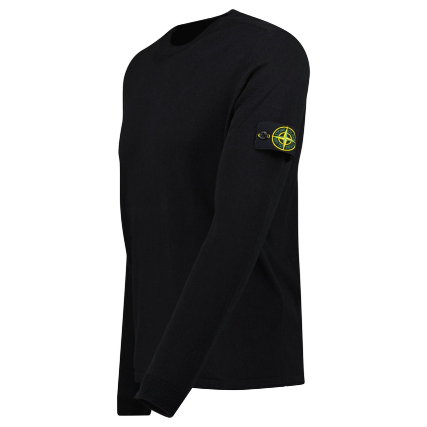 Stone Island Compass Badge Light Raw Hand Organic Cotton Jumper in Black - Boinclo - Outlet Sale Under Retail