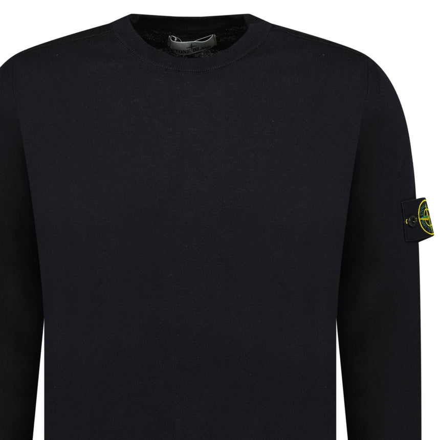 Stone Island Compass Badge Light Raw Hand Organic Cotton Jumper in Navy - Boinclo - Outlet Sale Under Retail