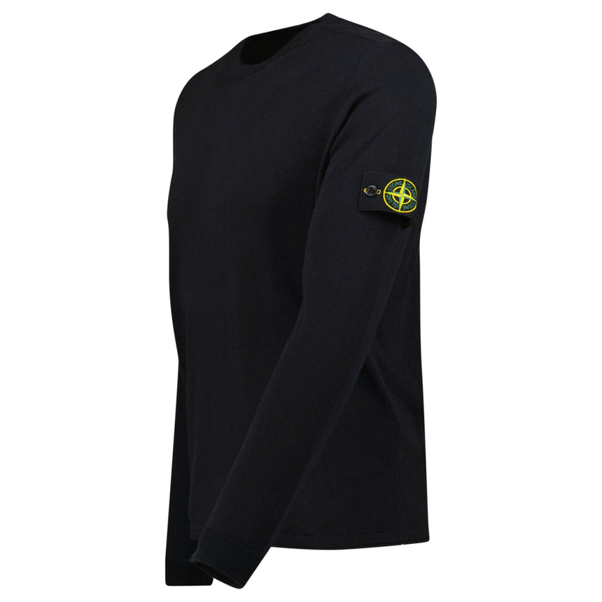 Stone Island Compass Badge Light Raw Hand Organic Cotton Jumper in Navy - Boinclo - Outlet Sale Under Retail