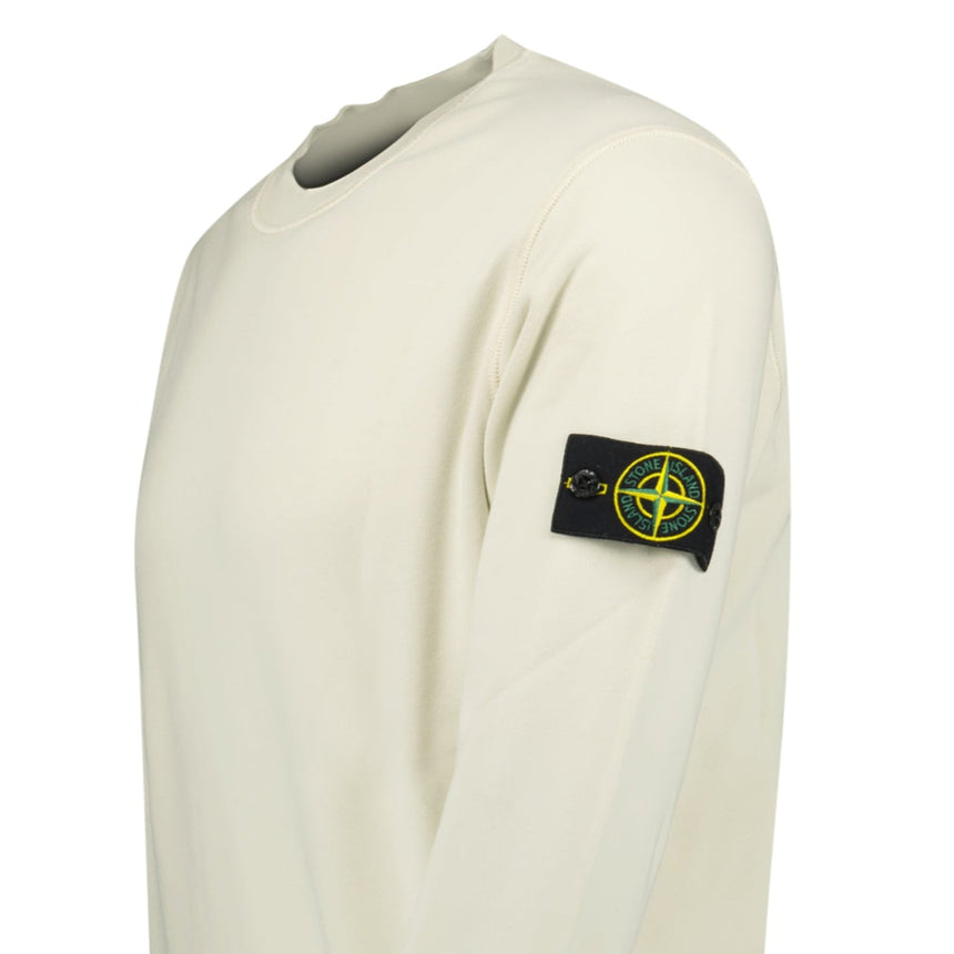 Stone Island Compass Badge Organic Cotton Crewneck Sweatshirt Sand - Boinclo - Outlet Sale Under Retail