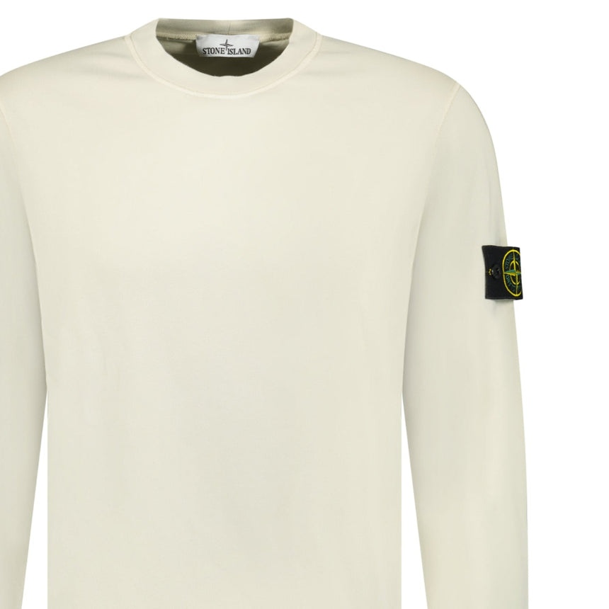 Stone Island Compass Badge Organic Cotton Crewneck Sweatshirt Sand - Boinclo - Outlet Sale Under Retail