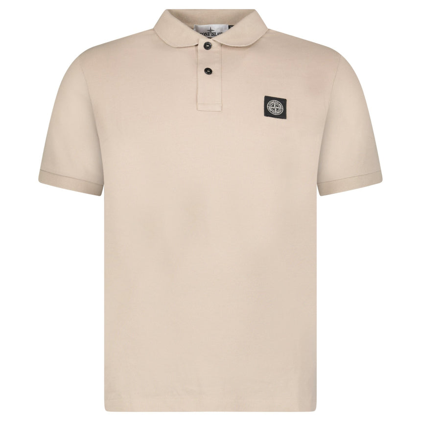 Stone Island Compass Badge Polo T-Shirt Slim Fit in Desert Beige - Boinclo - Outlet Sale Under Retail