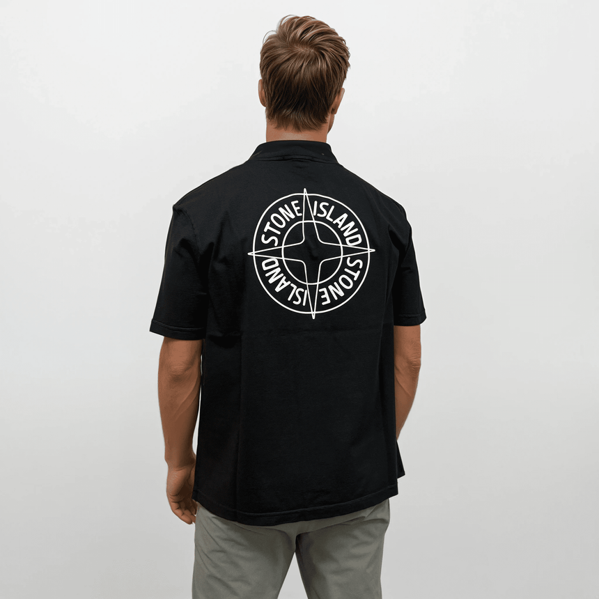 Stone Island Compass - Print Crewneck T-Shirt in Black - Boinclo - Outlet Sale Under Retail