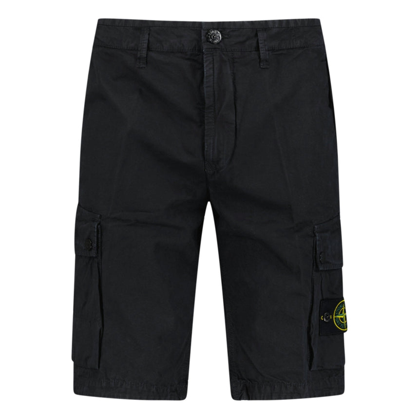 Stone Island Brushed Organic Cotton “Old” Effect Cargo Shorts Black