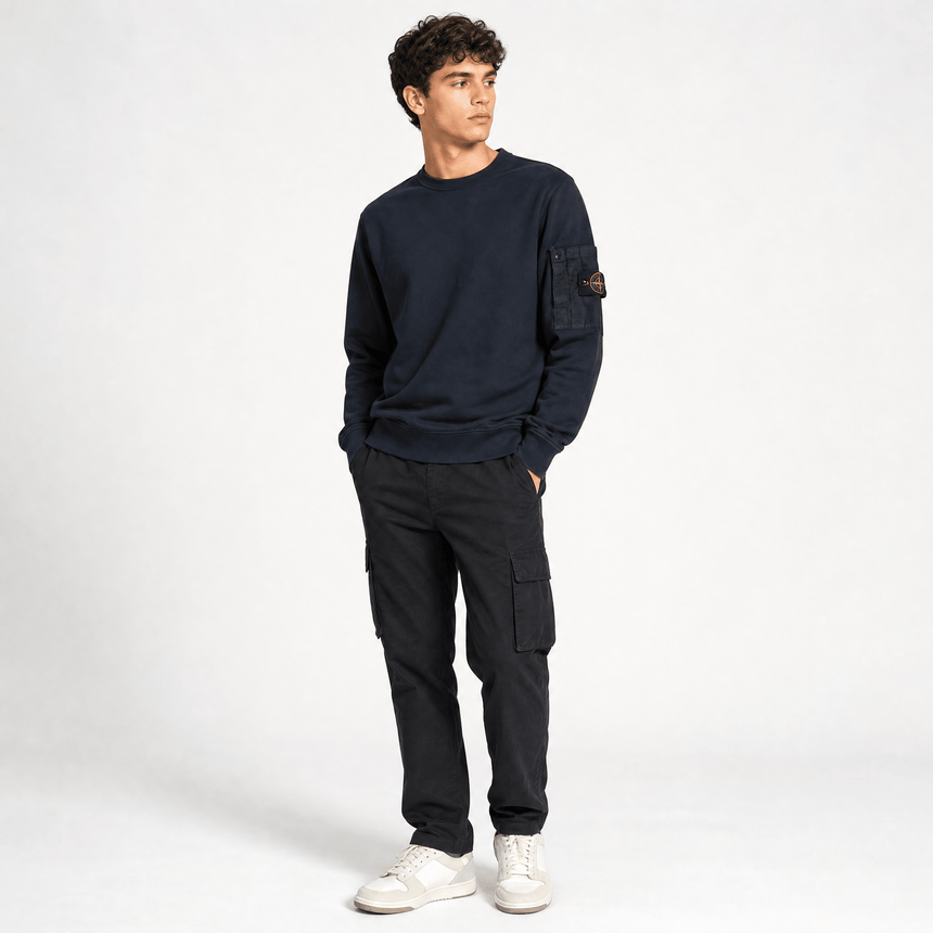 Stone Island Cotton Fleece Pocket Crewneck Sweatshirt in Navy - Boinclo - Outlet Sale Under Retail