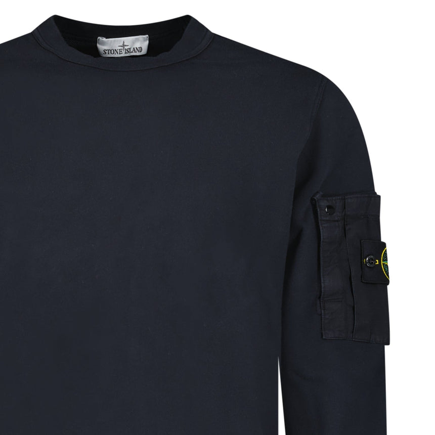 Stone Island Cotton Fleece Pocket Crewneck Sweatshirt in Navy - Boinclo - Outlet Sale Under Retail