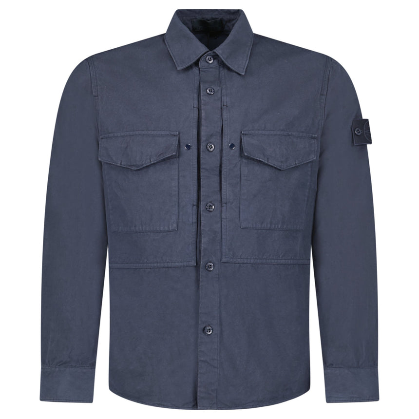 Stone Island Cotton Linen Canvas S.I. Ghost Overshirt in Navy - Boinclo - Outlet Sale Under Retail