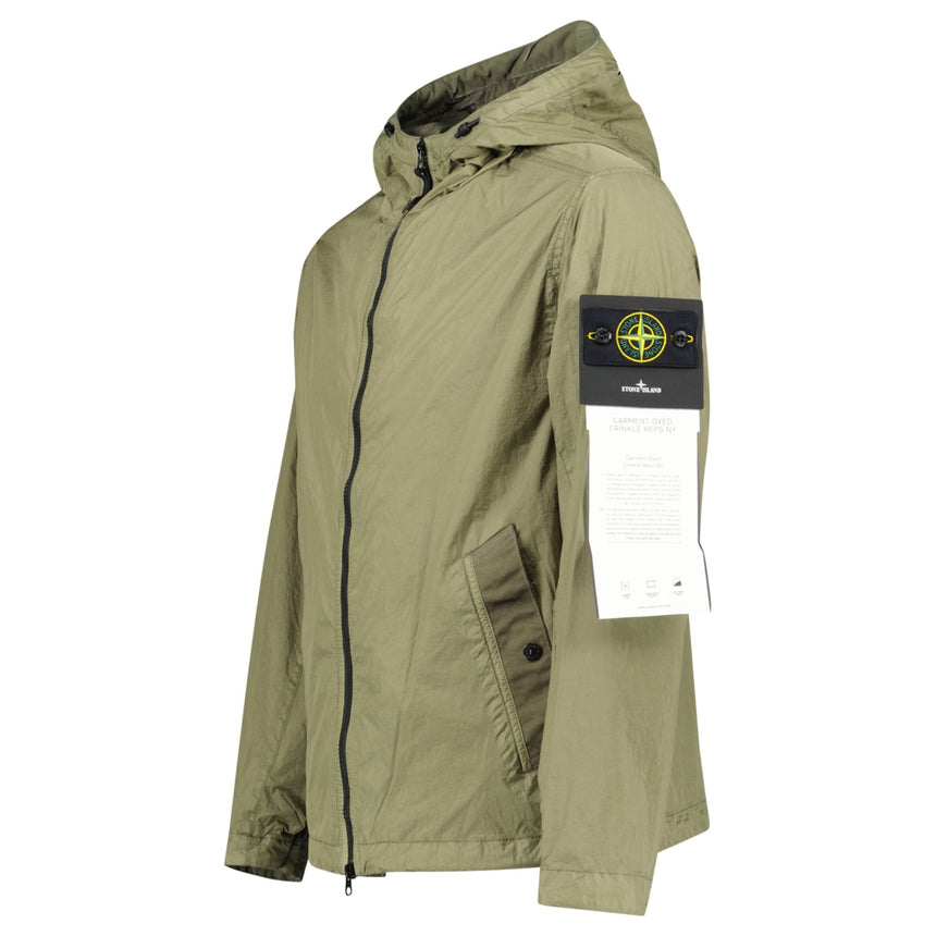 Stone Island Crinkle Reps NY Hooded Jacket in Military Green - Boinclo - Outlet Sale Under Retail