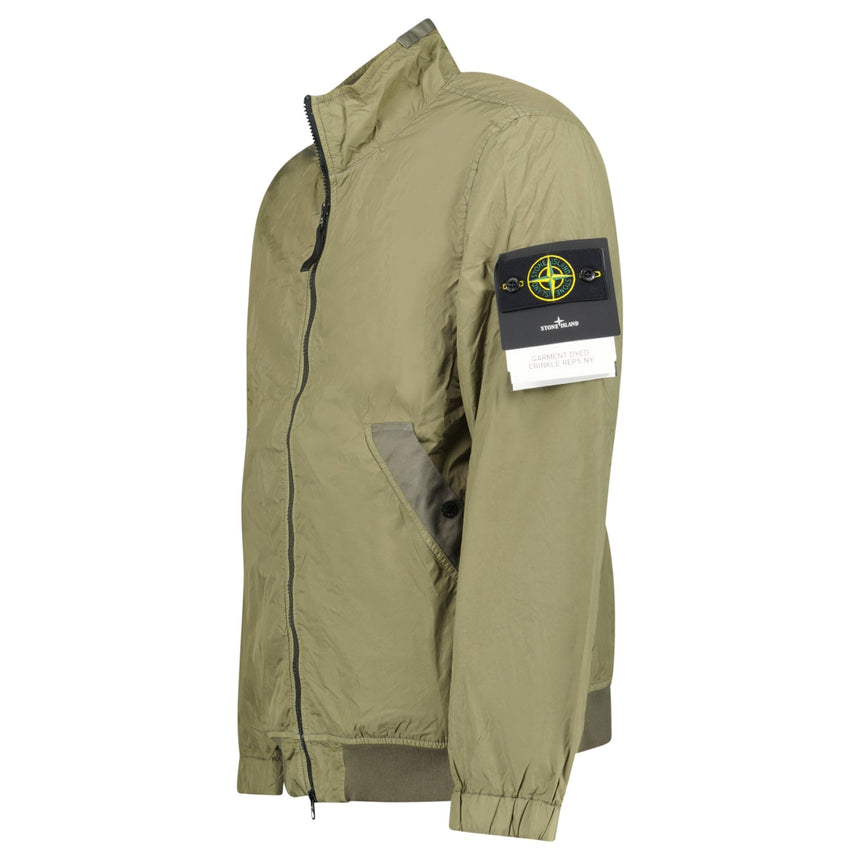 Stone Island Crinkle Reps NY Stand Collar Jacket in Military Green - Boinclo - Outlet Sale Under Retail