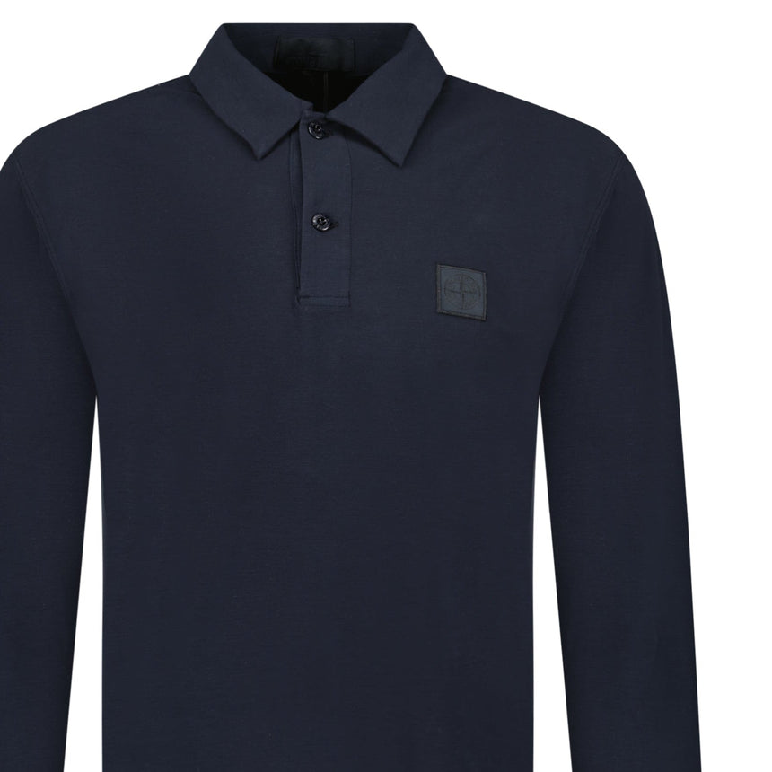 Stone Island Ghost Badge Long Sleeve Polo Shirt in Navy - Boinclo - Outlet Sale Under Retail