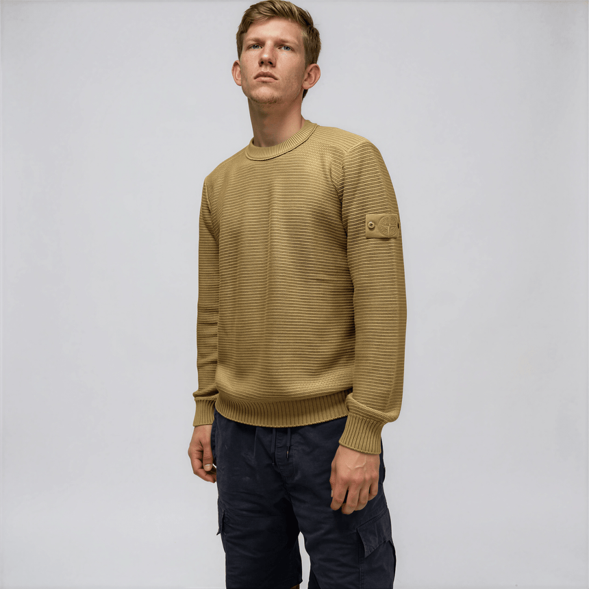 Stone Island Ghost Cotton Cashmere Crewneck Jumper in Dark Beige - Boinclo - Outlet Sale Under Retail