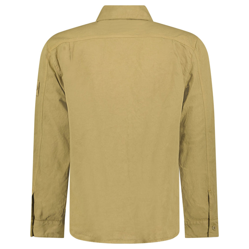 Stone Island Ghost Cotton Linen Canvas Overshirt in Dark Beige - Boinclo - Outlet Sale Under Retail
