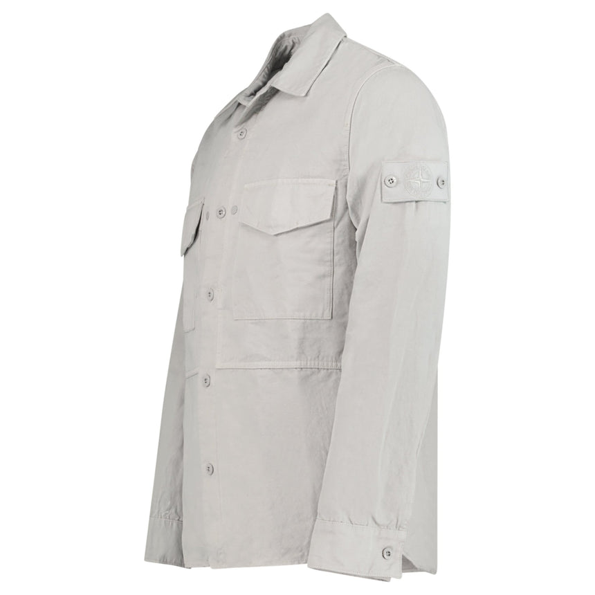 Stone Island Ghost Cotton Linen Canvas Overshirt in Dust Grey - Boinclo - Outlet Sale Under Retail